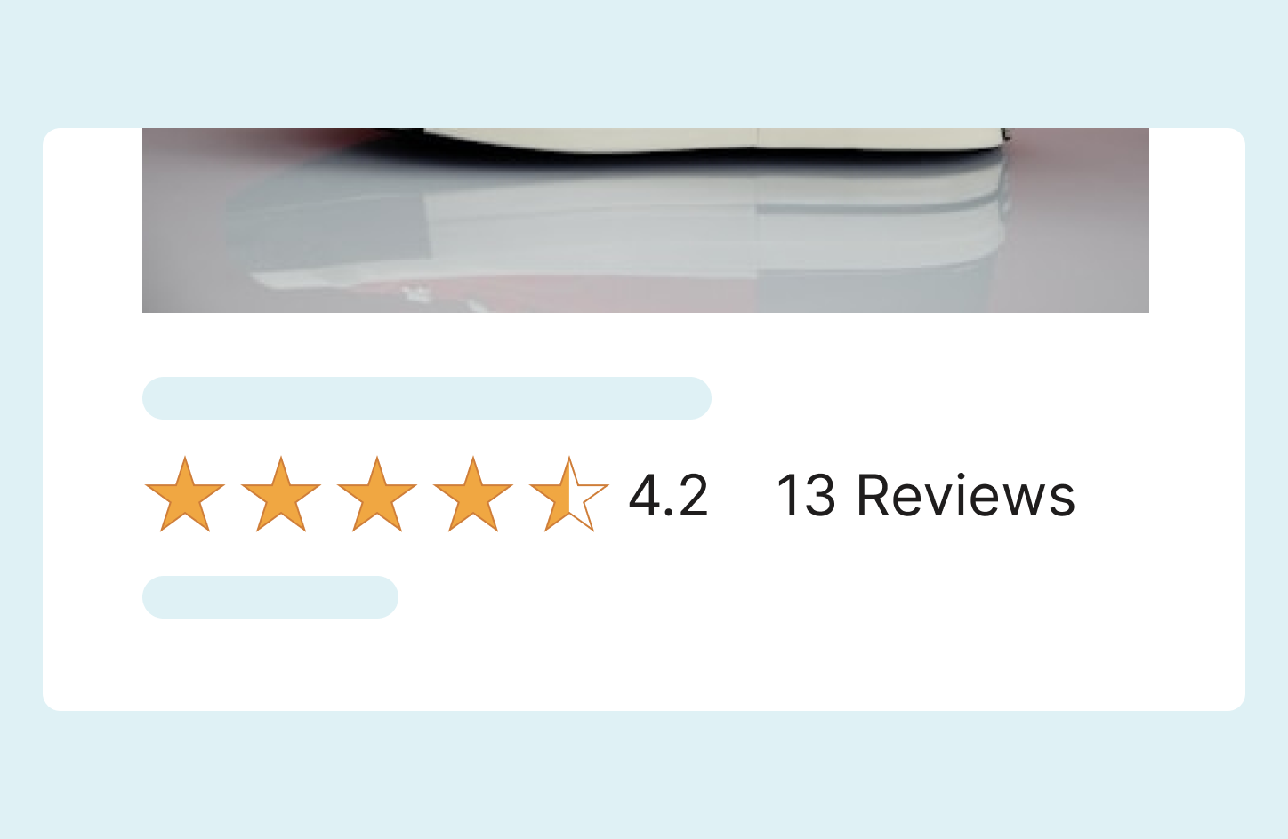 Simplified version of Star Rating Badge showing stars and text that reads "4.2 stars, 13 Reviews".